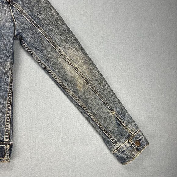 VTG Gap Jean Jacket Womens M 2002 Stretch Trucker Stretch Medium Wash Denim Y2K - Picture 4 of 13
